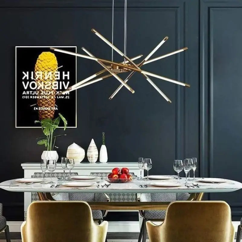 Suspension Luminaire Salon Design Tubes Croisés