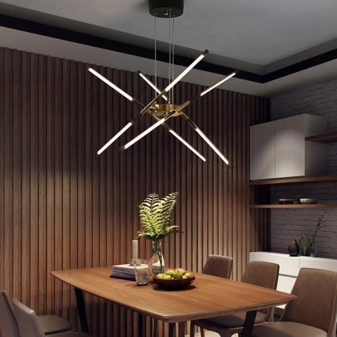 Plafonnier Suspendu Bois Hofstein – Style Moderne, Noir/marron – Pour Salon, Chambre, Couloir (1-3 Lumières)