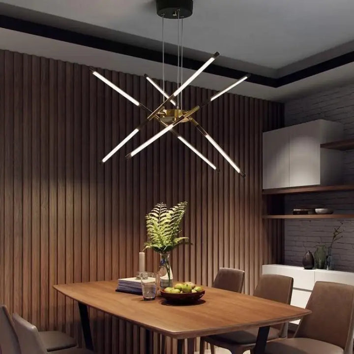 Suspension Luminaire Salon Design Tubes Croisés