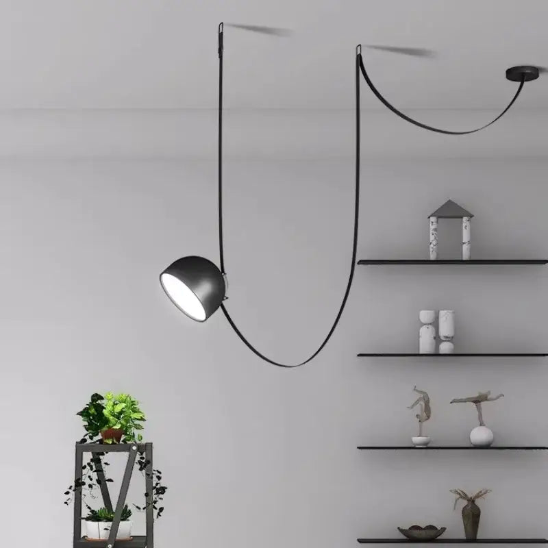 Suspension luminaire à sangles longues au style contemporain chic