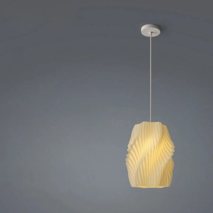 Suspension luminaire wavel avec abat-jour plissé sculpté en matériau écru pour chambre, lumière douce et chaleureuse
