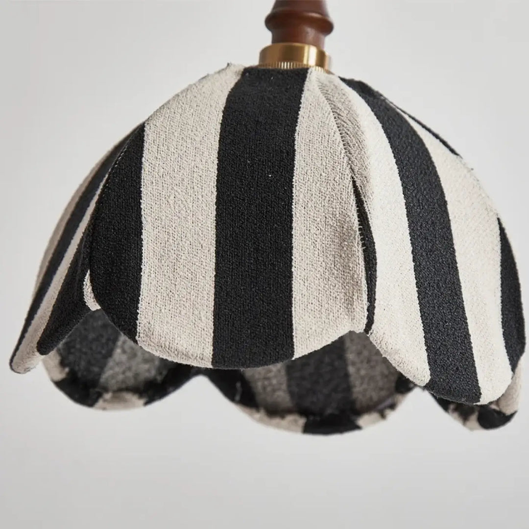 Suspension luminaire striée noir et blanc avec détail doré vintage