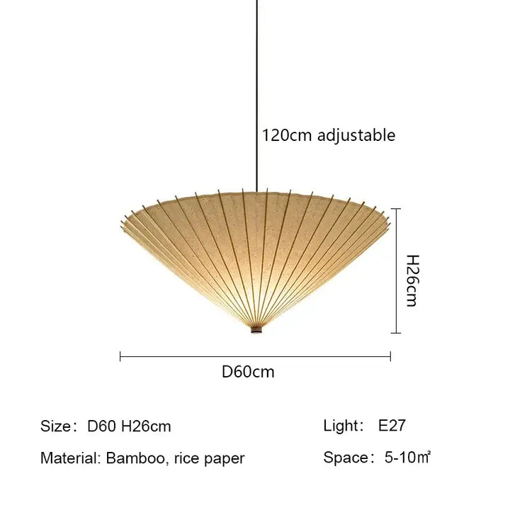 Suspension luminaire style japonais en papier naturel zen