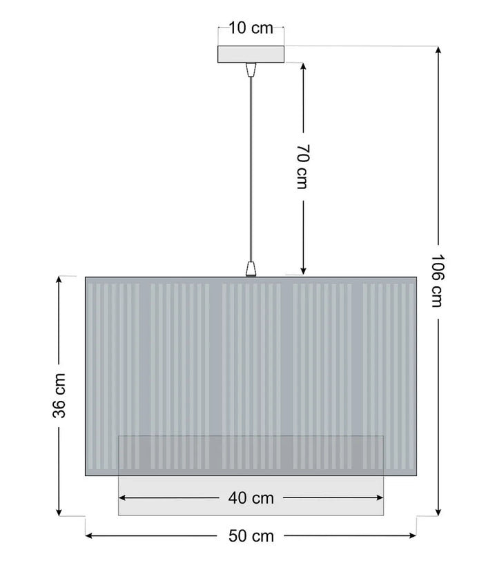 Suspension luminaire duo lami line beige avec abat-jour rectangulaire gris à rainures verticales et monture plafond 10 cm