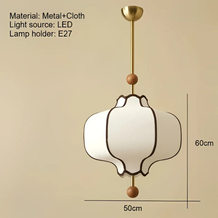 Suspension luminaire en tissu blanc chic et moderne