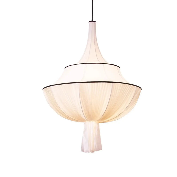 Suspension luminaire en tissu blanc design élégant décor blanc