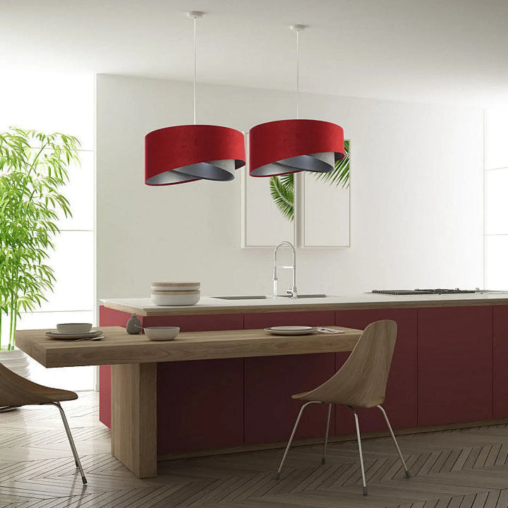 Suspension Luminaire | GALAXY VELOUR 50 cm (Bordeaux/Gris/Argent)