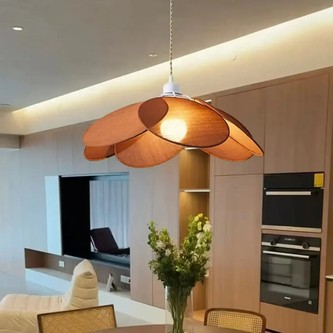 Suspension luminaire en tissu fleur style moderne raffiné