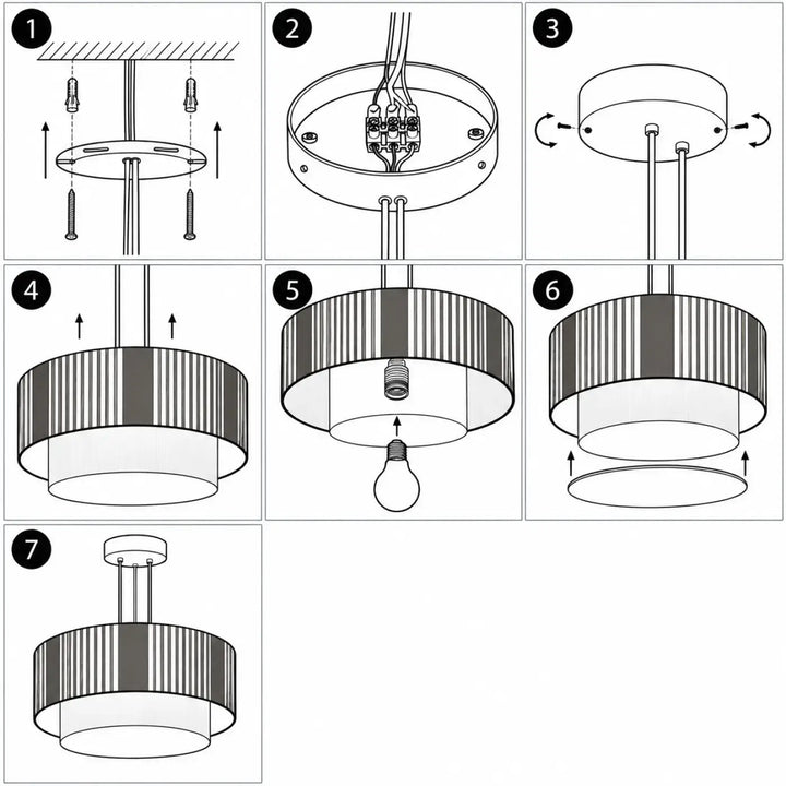 Suspension luminaire grise duo lami line avec tissu design moderne à rayures pour une lumière douce et élégante