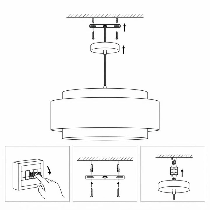 Suspension luminaire doblo classic à plusieurs niveaux avec tissu vert et finition ecru pour décoration harmonieuse