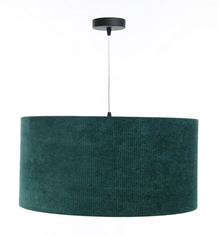 Suspension luminaire en tissu vert glamour structural velour avec fixation plafond noire style moderne chic