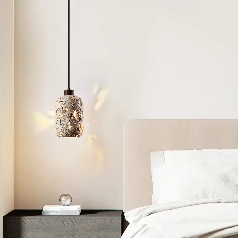 Suspension luminaire travertin en pierre avec led