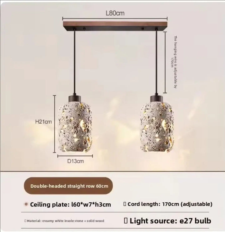 Suspension luminaire travertin en pierre avec led