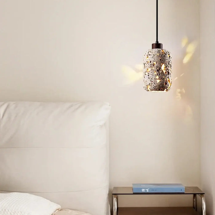 Suspension luminaire travertin en pierre avec led