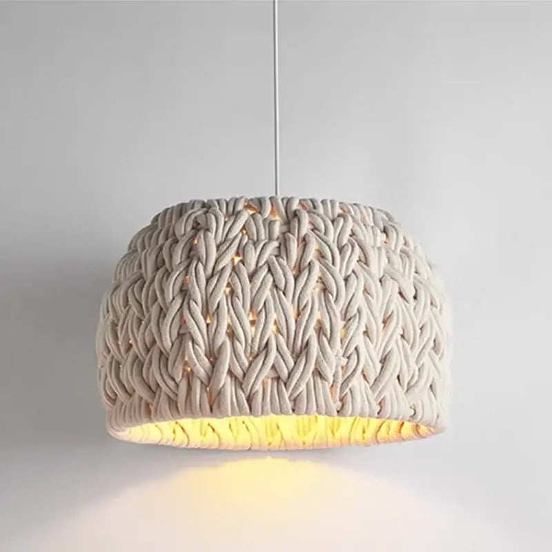Suspension luminaire tressée en corde style bohème naturel

