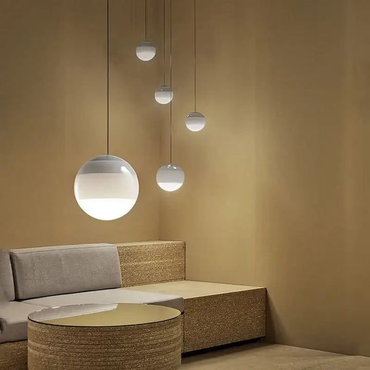 Suspension Luminaire Tricolore Moderne Rond Verre