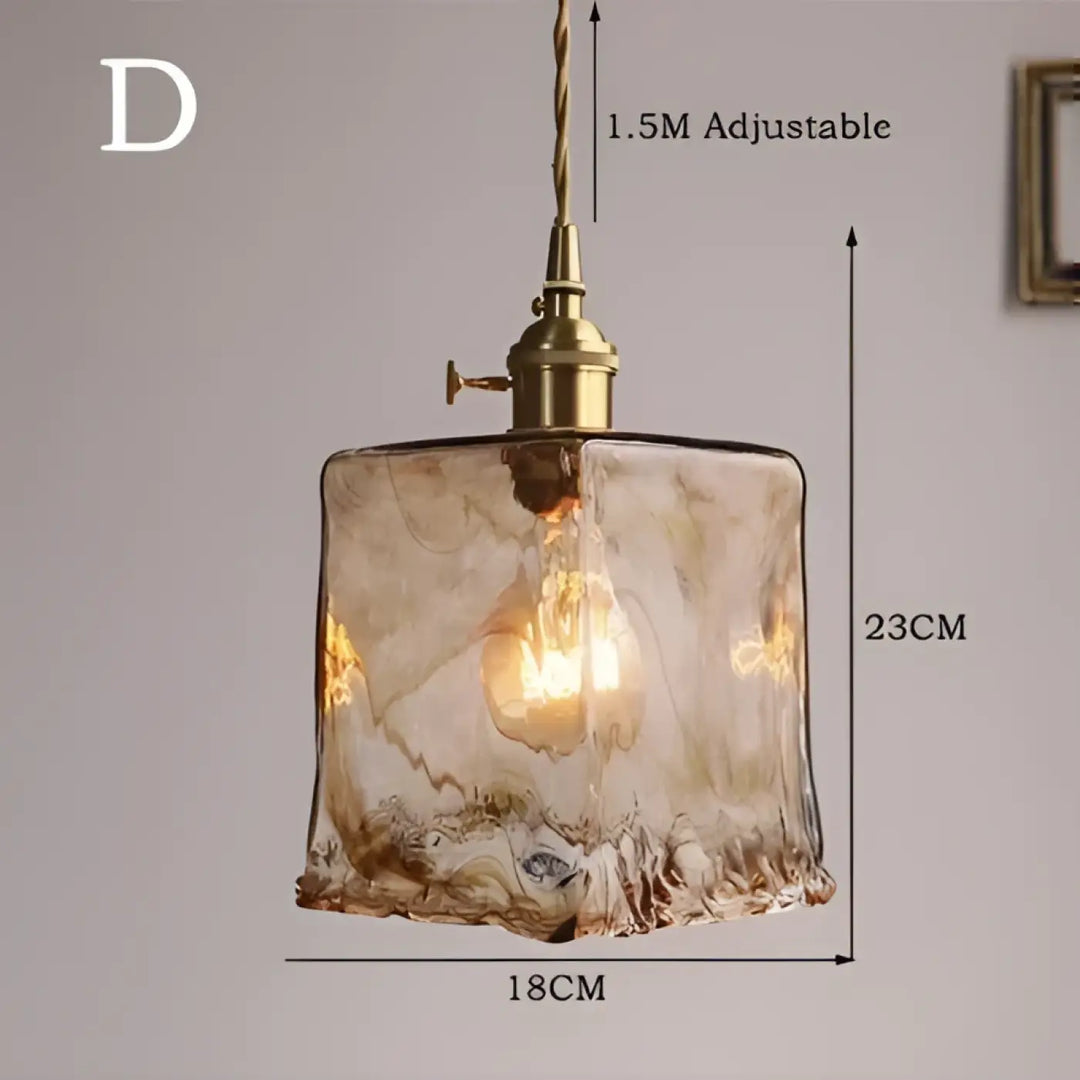 Suspension luminaire en verre ambré au design rétro chic