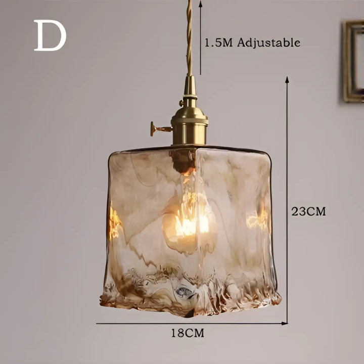 Suspension luminaire en verre ambré au design rétro chic