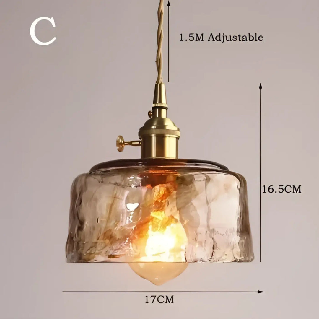 Suspension luminaire en verre ambré au design rétro chic