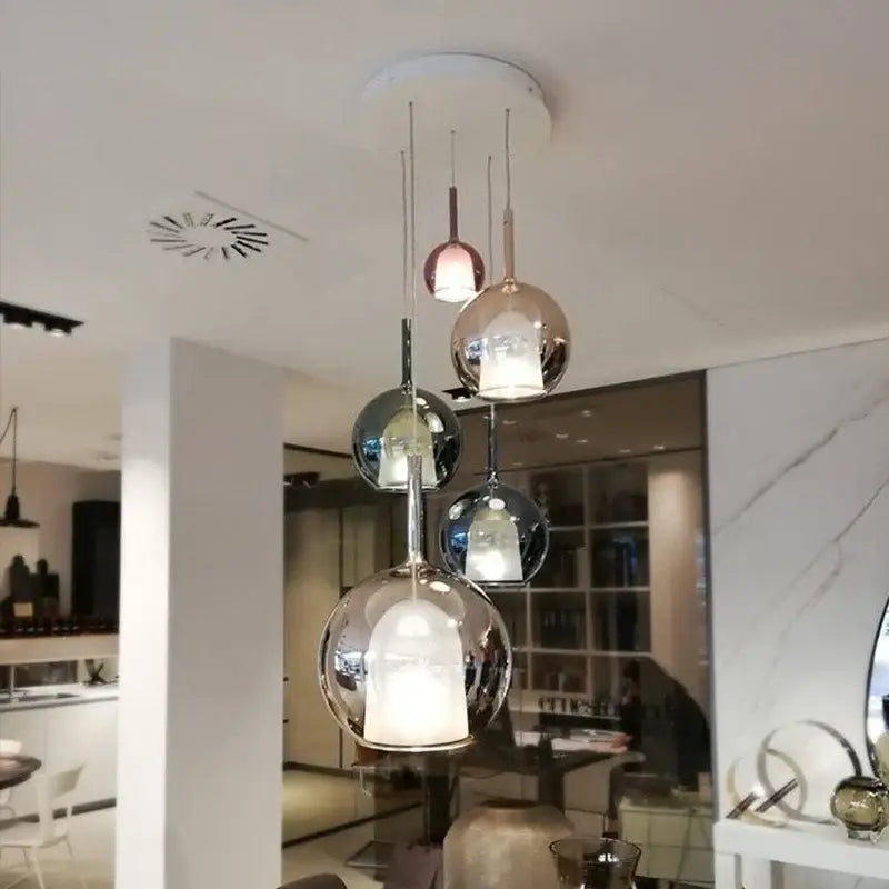 Suspension luminaire en verre ambré style moderne design