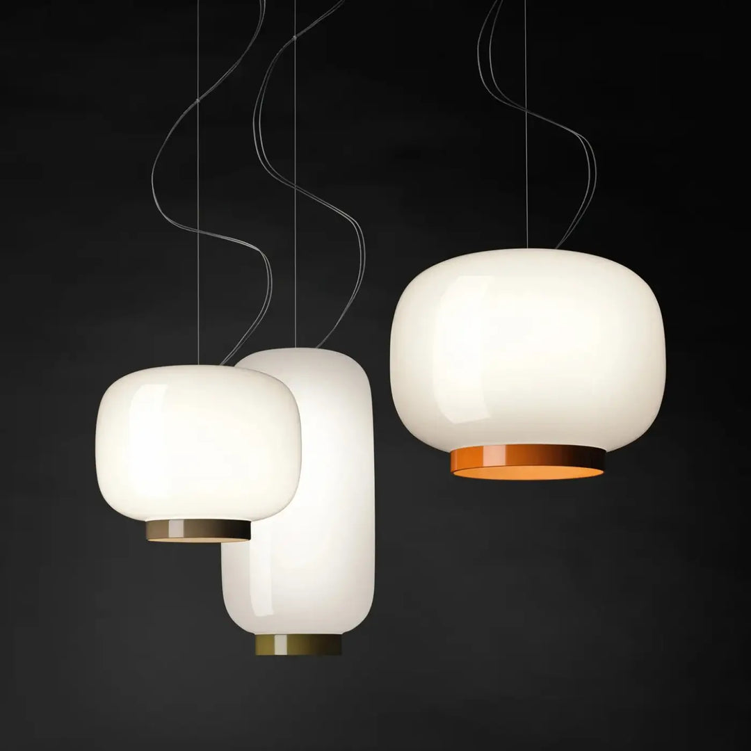 Suspension luminaire en verre blanc ou vert design moderne