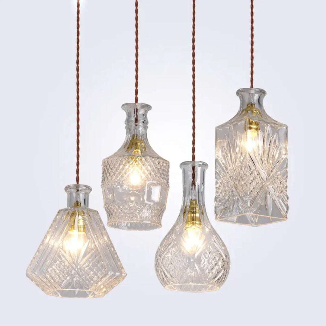 Suspension luminaire en verre ciselé style art déco élégant