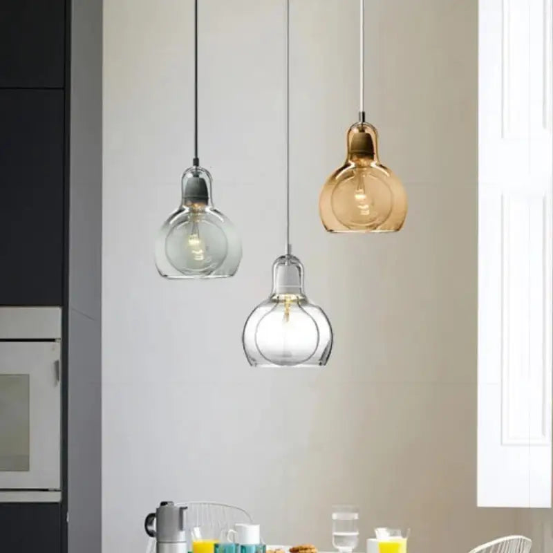 Suspension luminaire en verre coloré style moderne gris doré clair