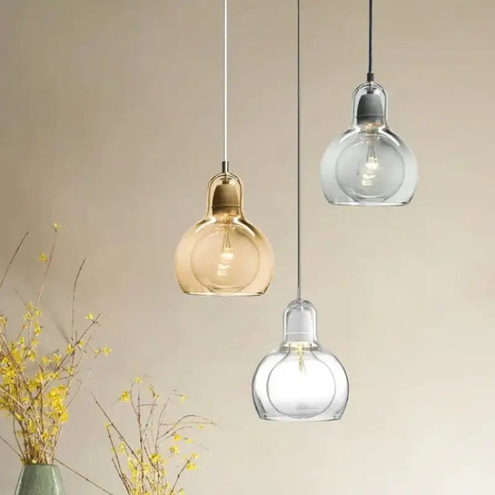 Suspension luminaire en verre coloré style moderne gris doré clair