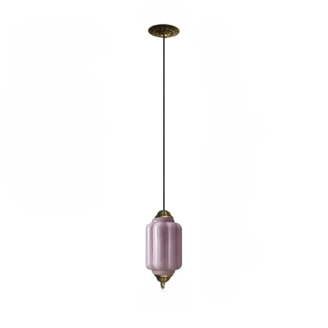 Suspension luminaire strior en verre lavande délicat avec finition laiton suspendue par câble noir fin