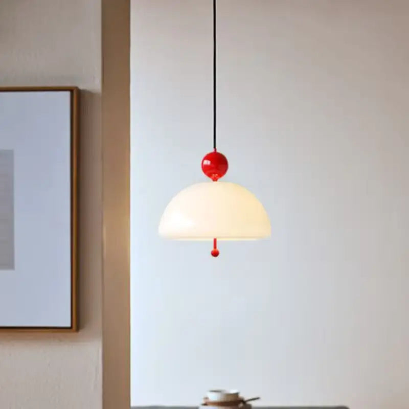 Suspension Luminaire Verre Demi Globe Blanc Et Finitions Couleur