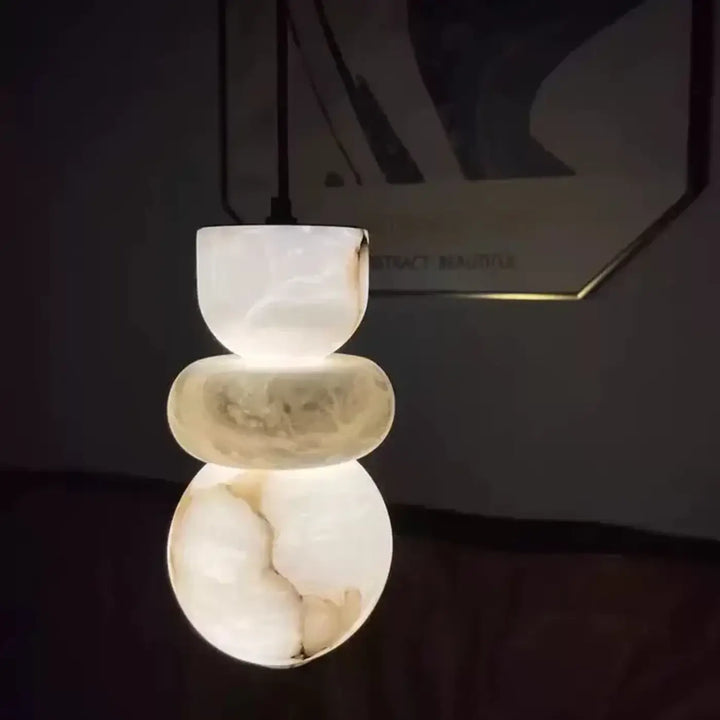 Suspension luminaire en verre effet marbre blanc design élégant