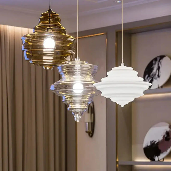 Suspension luminaire en verre style art déco élégant