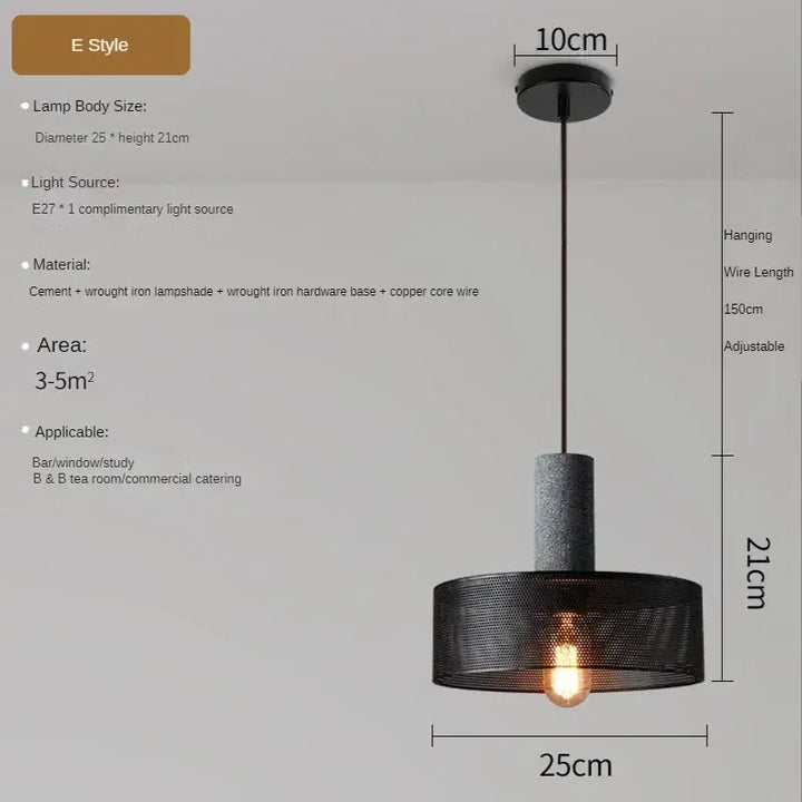 Suspension luminaire en verre industriel loft noir style atelier