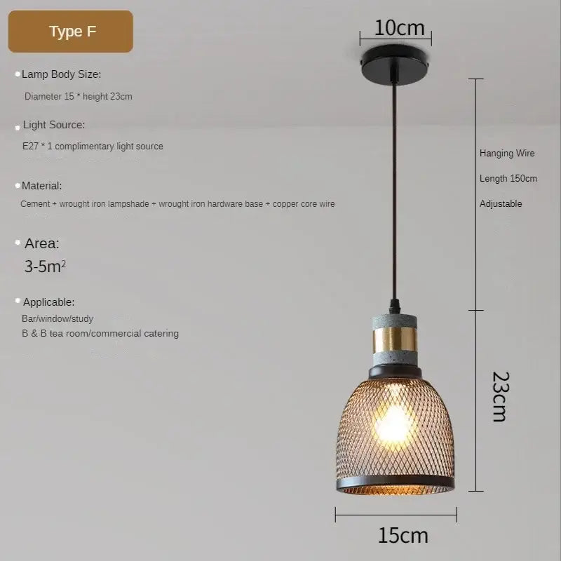 Suspension luminaire en verre industriel loft noir style atelier