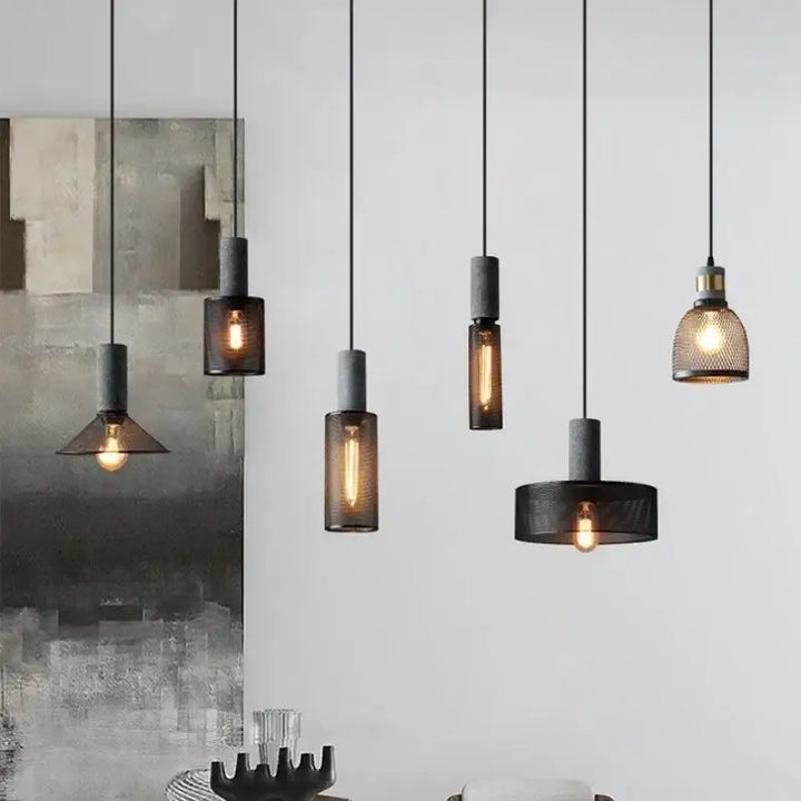 Suspension luminaire en verre industriel loft noir style atelier