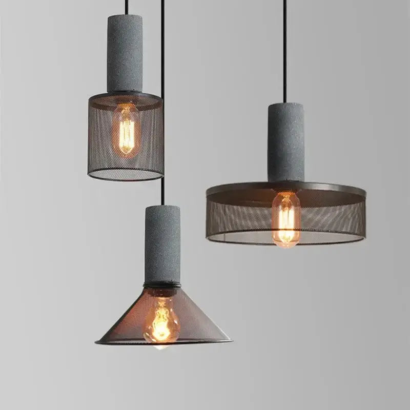 Suspension luminaire en verre industriel loft noir style atelier