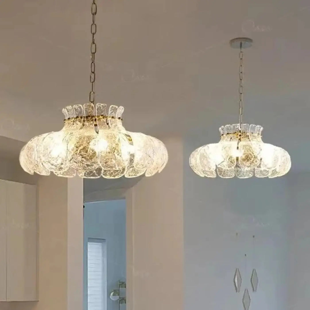 Suspension luminaire en verre style rétro pour salon élégant