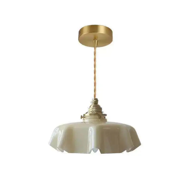 Suspension luminaire vintage crème en céramique ondulée

