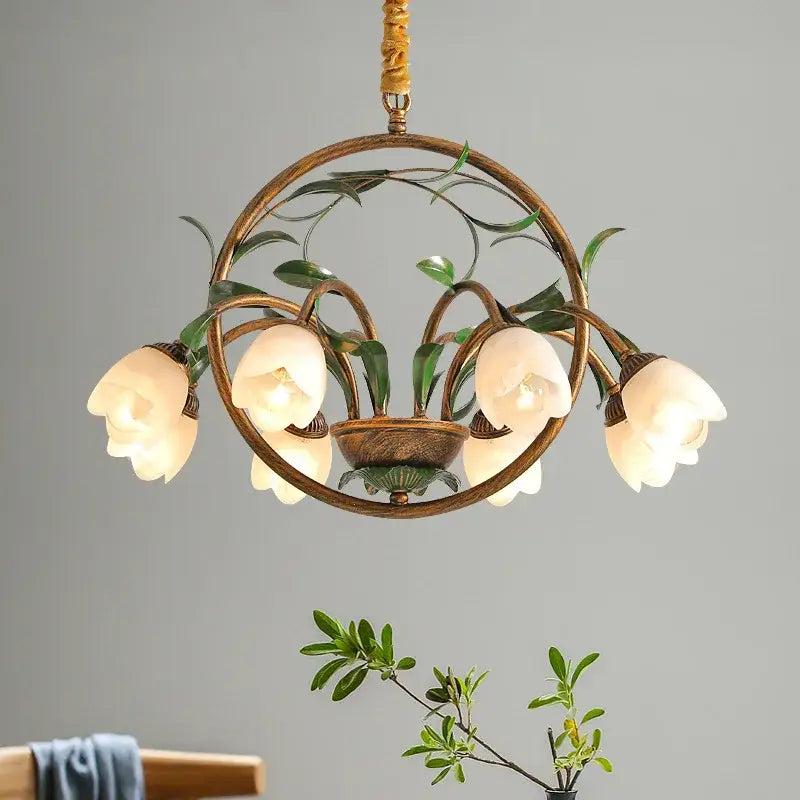 Suspension luminaire vintage florale pour salon au style rétro