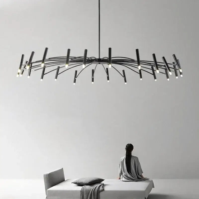 Suspension Luminaire XXL Design Graphique Noir À Bras Multiples