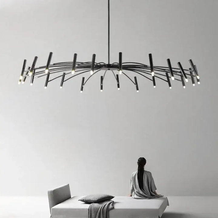 Suspension Luminaire XXL Design Graphique Noir À Bras Multiples