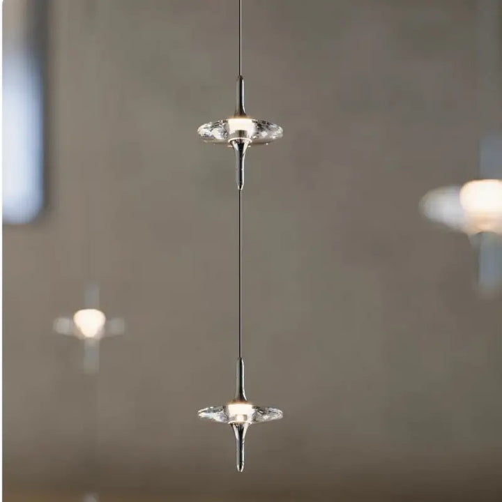 Suspension lumineuse design cristal moderne argent