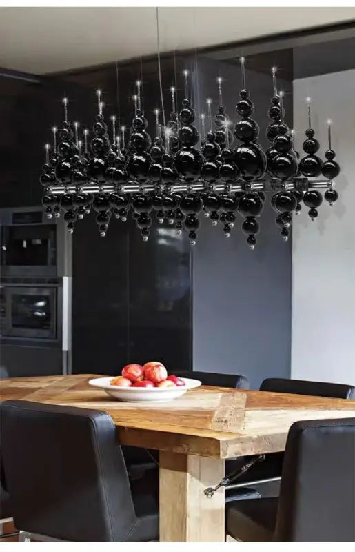 Suspension Lustre Noir Boules Design Moderne Luxueux