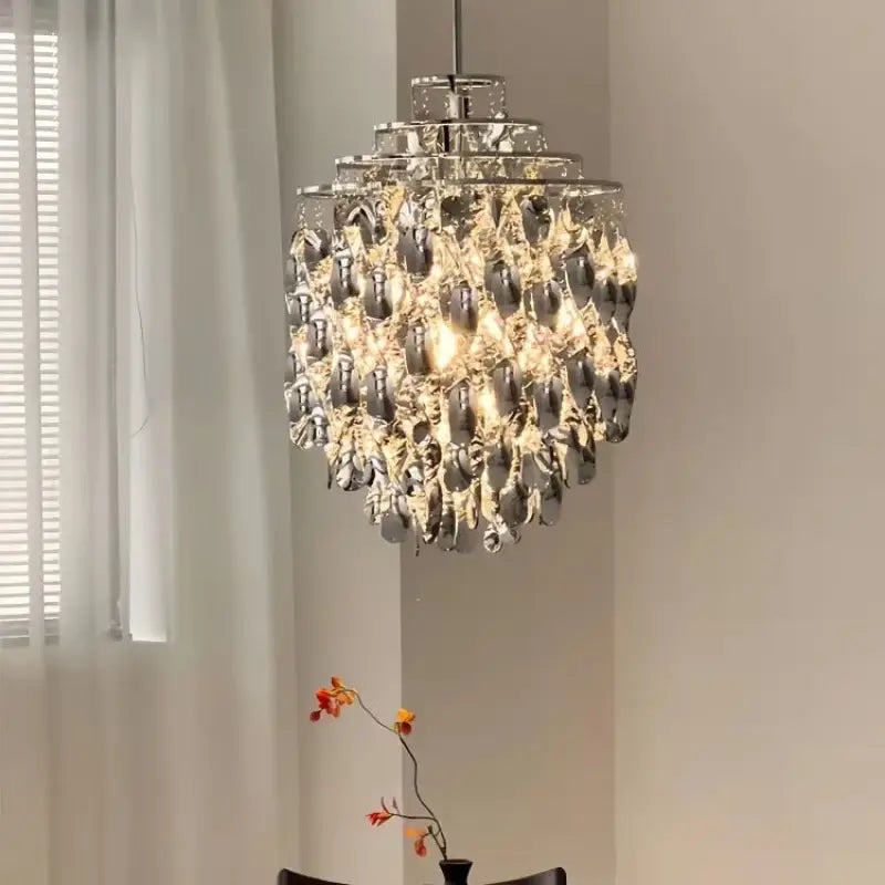 Suspension luxe acrylique dorée design moderne led raffiné