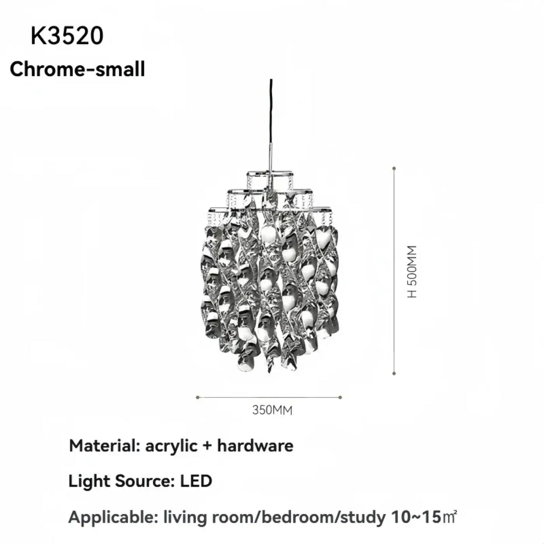 Suspension luxe acrylique dorée design moderne led raffiné