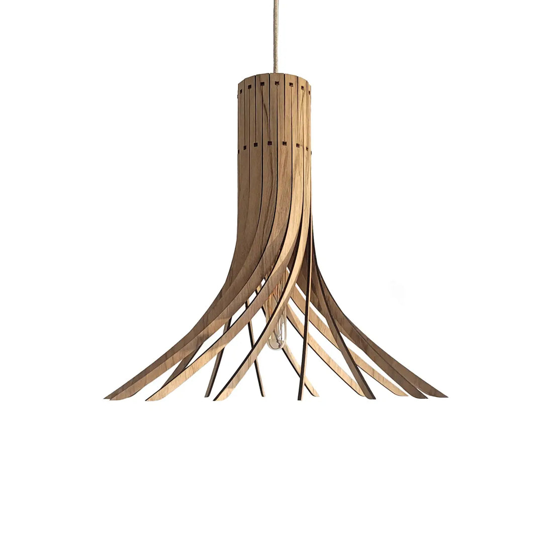 Suspension luminaire månitj piatoni en bois fsc avec finition naturelle et design fluide couleur miel