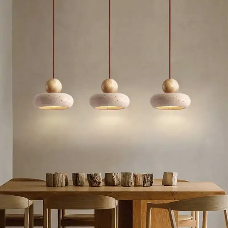Suspension moderne béton et bois forme donut style scandinave chic