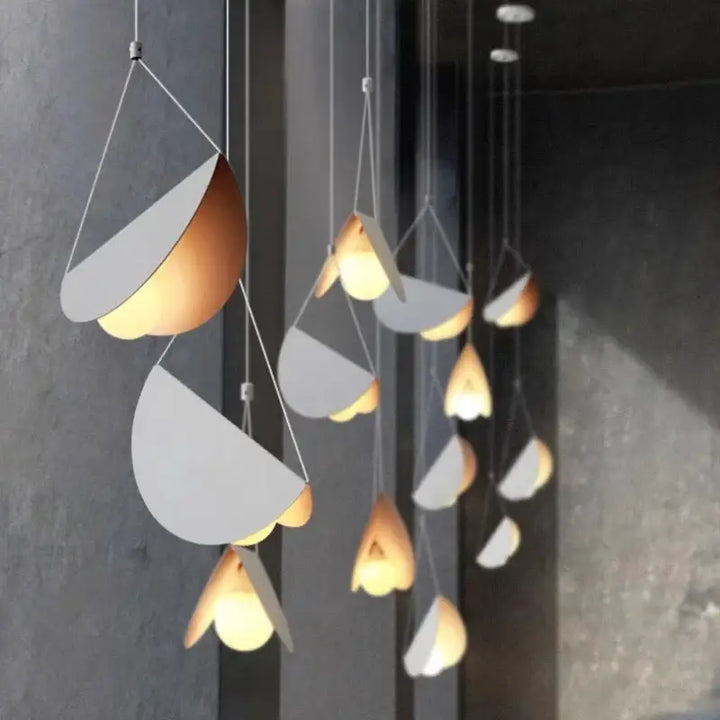 Suspension moderne blanche design origami lumineux