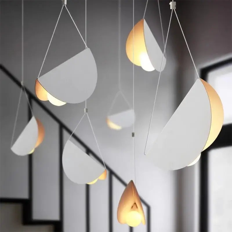 Suspension moderne blanche design origami lumineux