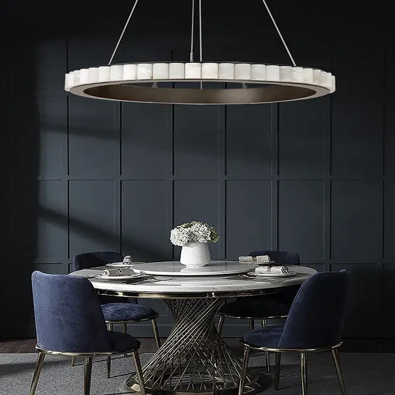 Suspension moderne led design marbre et acier élégance